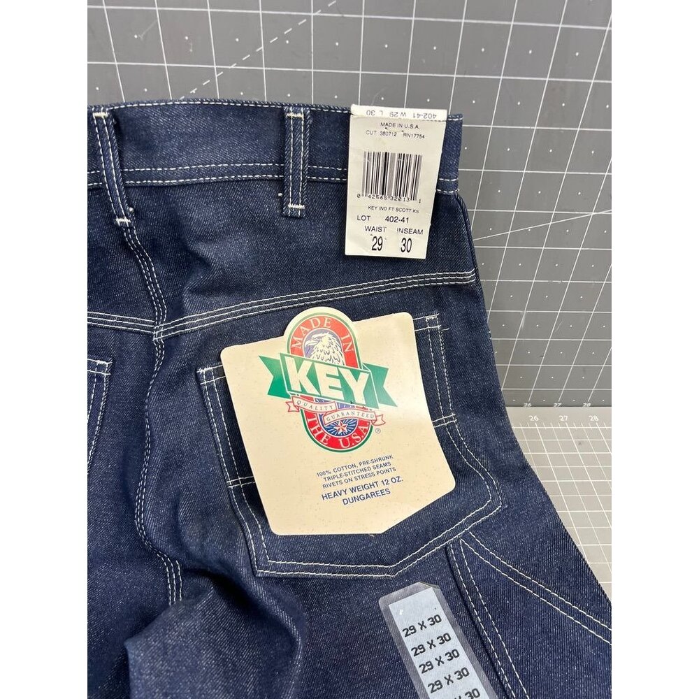 Key Brand Heavyweight Work Dungarees Triple Stitched Rivets 1990's NOS Deadstock - Picture 3 of 14